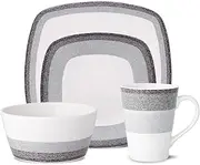 [Noritake] Colorscapes Layers Charcoal 4-Piece Square Place Setting, Service for 1