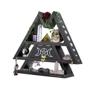 Crystal Shelf with Flap Drawer&Hooks for Wall&Desktop, Moon Holder as Witchy