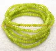 Wholesale 6 Pcs Natural 2x4mm Faceted Green Peridot Gems Rondelle Beads Bracelet