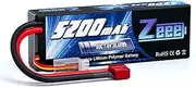 Zeee 2S Lipo Battery 5200mAh 7.4V 80C Hard case RC Battery with T Connector for 1/8 and 1/10 RC Vehicles Car Buggy Truggy Airplane UAV Drone FPV