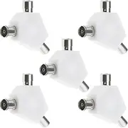 eMagTech 5Pcs TV Aerial Male to Female Connectors Coaxial Digital Signal Antenna Splitter TV Aerial Connector for Cable TV Video Devices 9.5mm