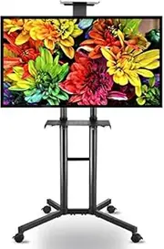 Tv Mounts Motorised Stand，TV Mounts, TV Stands Pedestal Bracket Mobile TV Trolley Stand with Lockable Wheels, Adjustable 32-70 Inch with Double Shelf Beautiful Scenery