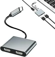 Hdmi Splitter, Hdmi to USB C, USB C to Hdmi Adapter, USB C to Dual HDMI Adapter 4K@30Hz, Compatible with MacBook Pro/Air, Dell XPS, USB C to HDMI Splitter for Dual Monitors Support