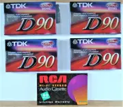 4 Vintage TDK D90 & 1 RCA Hi-Fi 60 Min. Cassette Tapes... New In Plastic