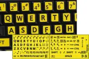 ENGLISH US KEYBOARD STICKER LARGE BLACK LETTERS WITH YELLOW BACKGROUND
