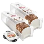 Bread Storage Container (2 Pack) with INGENIOUSLY Tray, Plastic Black - 2 Pack