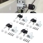 4 Home Security Safe Sliding Window Door Catch Push Lock Baby Child Safety White