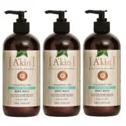 3x Akin Fragrance Free Mild and Gentle Body and Hand Wash 500ml