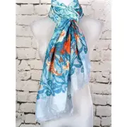 ROFFE Boho Cottage Coastal Lightweight Floral Rectangle Scarf 35"x 70" NEW