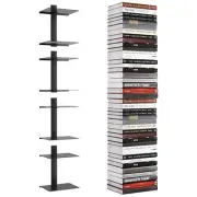 Invisible Floating Bookshelf for Wall, 8 Tier Vertical Spine 4PC-8 Tier Black