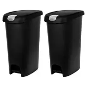 Hefty Lockable Step On Trash Can 12 Gallon Black 2/Pack (HFTCOM225807545)