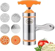 Mini Manual Pasta Maker, Mould Pasta Machine, Pasta Press Machine, Pasta Machine Made of Stainless Steel, for Fresh Fettuccine, Lasagne, Rolling pin, Cutter Pasta Machine with 7 Press Moulds.