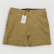 prAna Alameda Shorts Embark Brown Standard Fit Stretch Men's 7" Inseam Size 32
