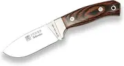 Survival Joker Knife Montés CR18, Stamina Wood Handles, 10 cm Blade, Brown Leather Sheath, Fishing, Hiking, Camping and Trekking Tool
