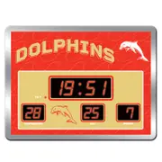 Dolphins NRL SCOREBOARD Digital LED Wall Clock Calendar Temperature Display Sign