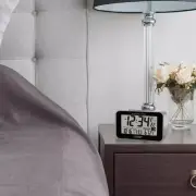 Atomic Table Alarm Clock Digital Display Temperature Desk Moon Phase Silver