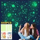 Luminous Glow Wall Stickers Moon Planet Glow In The Dark Star Stickers Kids Room