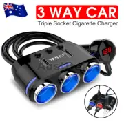 3 Way Multi Car Cigarette Lighter Socket Splitter Dual USB Charger/Power Adapter
