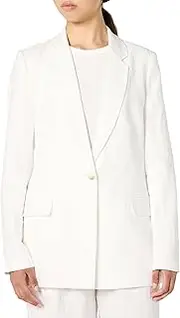 [The Drop] Women’s Blake Long Blazer, White Linen, XL