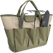 Garden Tool Bag, Heavy Duty Canvas Tool Storage Home Organizer Gardening Tool Kit Holder (Army Green)