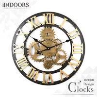 在飛比找森森購物網優惠-【iINDOORS】工業風設計時鐘-金色齒輪58cm