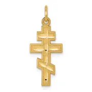 10k Yellow Gold Solid Flat-Backed Eastern Orthodox Cross Pendant