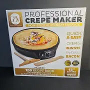 NIB Electric Professional Crepe Maker Non-Stick 12" 1000 Watt Wooden Utensils