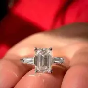 2Ct Emerald Cut Simulated Diamond Women's Engagement Ring 14K White Gold Plated