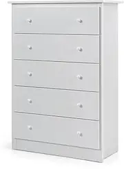 Giantex Chest of 5 Drawers, Wooden Storage Tower Cabinet with Anti-tip Kit, Easy Pull Handles, Tall Chest Organizer Unit Drawer Dresser for Bedroom Living Room Hallway Closet