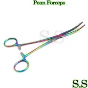 Multi Color Rainbow Pean Hemostat Forceps 8" Curved Stainless Steel