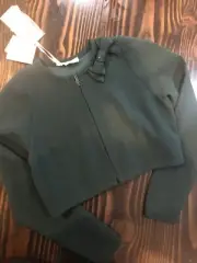 Monnalisa Jacket Size XS (14-16) Cropped Zip Green New With Tags *Free Shipping