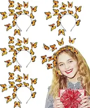 [Zeyune] 4 Pack Monarch Butterfly Headband Butterfly Fascinator Hat Women Butterfly Costume Mexican Fiesta Butterfly Headpiece Derby Party Butterfly Fascinators for Cinco De Mayo Day of Death Party