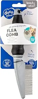 duvo Plus, 42-pin flea comb, black/grey, removes fleas and eggs from the coat, suitable for all dogs and cats, rotating and rounded teeth, comfortable handle