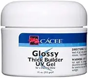 Glossy UV Thick Builder Clear Gel For Nails, Hard Gel Overlay, Works With Thin Clear (Not Acrylic Systems) & Scultping (1 oz)