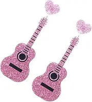 [COHEALI] Earrings Charms Vintage Bass Electric Music Electric Guitar Jewelry Dangling Ear Of The Lid Drop Earring Instruments Classic Guitar Pendant Eardrop Ear Pendent Black Acrylic