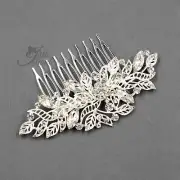 Bridal Hair Comb Leaf Crystal Headpiece Wedding Accessories Pin Clip 015 Silver