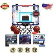 Indoor Basketball Hoop for Kids 5-12 with LED Lights & Electronic Scoreboard