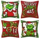 4Pcs Christmas Grinch's Cushion Cover Home Sofa Xmas Throw Pillow Case Decors AU