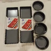 Wilton Oblong Tart Pan-Rectangle NEW Lot of 2 Small Round Baking Dish Lot of 4