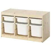 TROFAST storage combination with boxes, light white stained pine/white, 93x44x53 cm