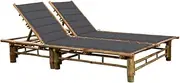 2-Person Sun Lounger with Cushions Bamboo Outdoor Seating, Sun Loungers