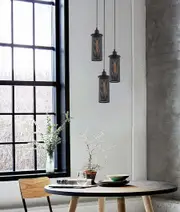 VENETO: Industrial Aged Decorative Multiple Black Mesh Pendant Light