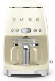 Smeg Retro 10-Cup Drip Coffee Maker Cream Glass Carafe Auto Start Keep Warm
