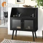 Oikiture Buffet Sideboard Storage Cabinet Kitchen Cupboard Hallway Table Black