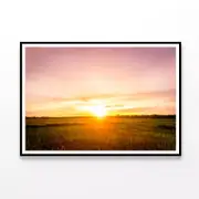 Empty Grassland and Sunset Print 100% Australian Made 120x90cm (Poster)