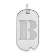 14k White Goldw Polished Letter B Initial Dog Tag Pendant