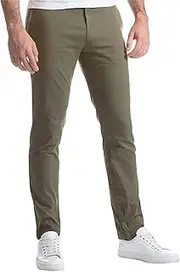 [SWJGLITTR] Mens Skinny Tapered Dress Pants Comfort Trouser Slim-Fit Front Solid Casual Pants Stretch Chino Casual Fit Trousers, Army Green, 5X-Large