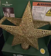 NEW LED Projection Light TREE TOPPER Gold Glitter Star 6 Slides