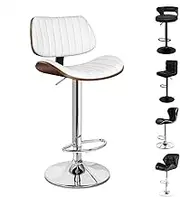 ALFORDSON Bar Stool with Anti-Slip Floor Protector, Lizzy White Adjustable Kitchen Stool, Swivel Counter Barstool, Wooden Dining Chair in 63-83cm Seat Height for Home Bar Dining Room