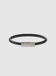 GUESS Black Leather Script Bracelet